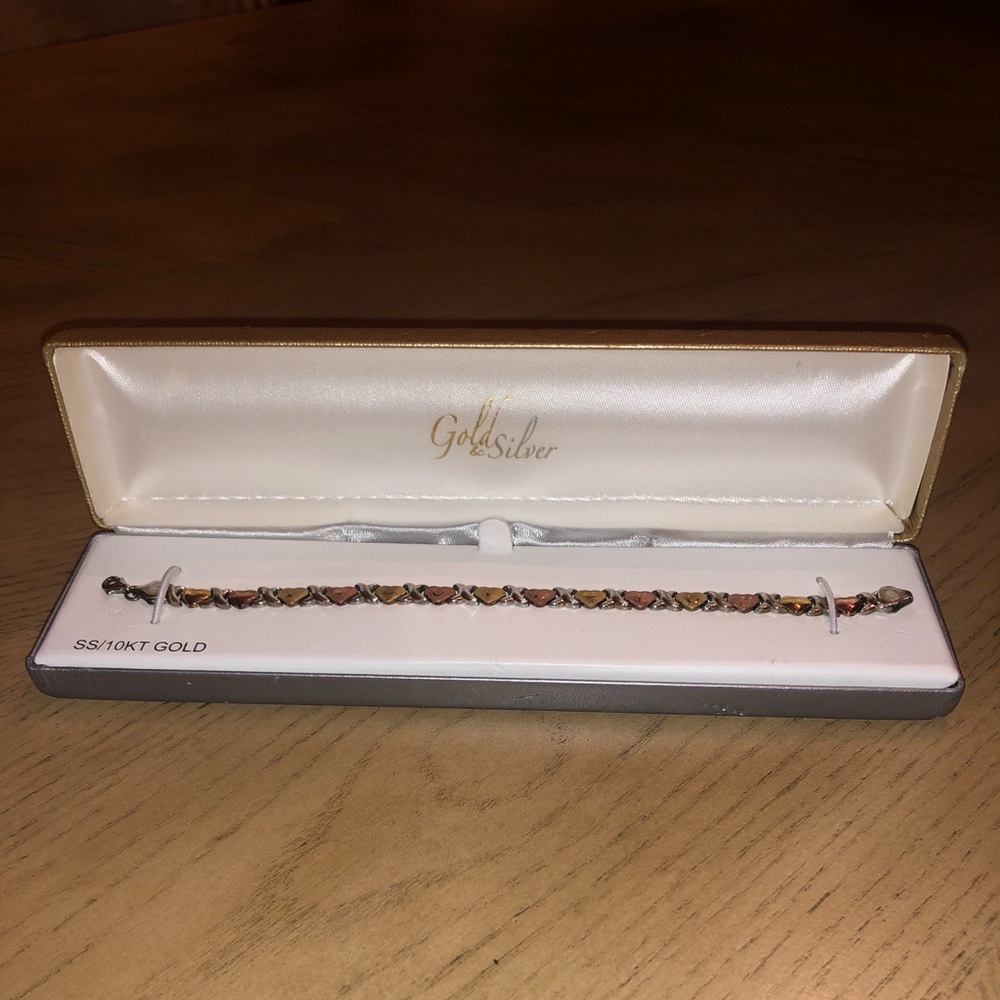 Sterling Silver & 10k Gold "I Love You" Bracelet